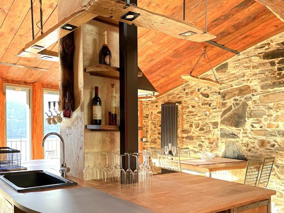 Romantic Home Stone With Amazing View Lake Of Como And Oleandra Laglio Esterno foto